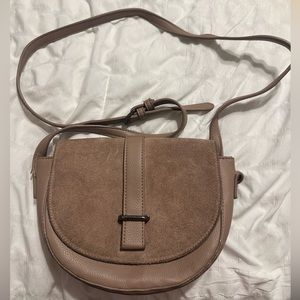 Faux suede and leather crossbody bag